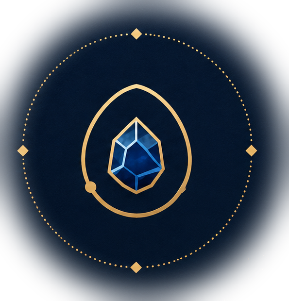 Emblème Blob Saphir — saphir serti d'or